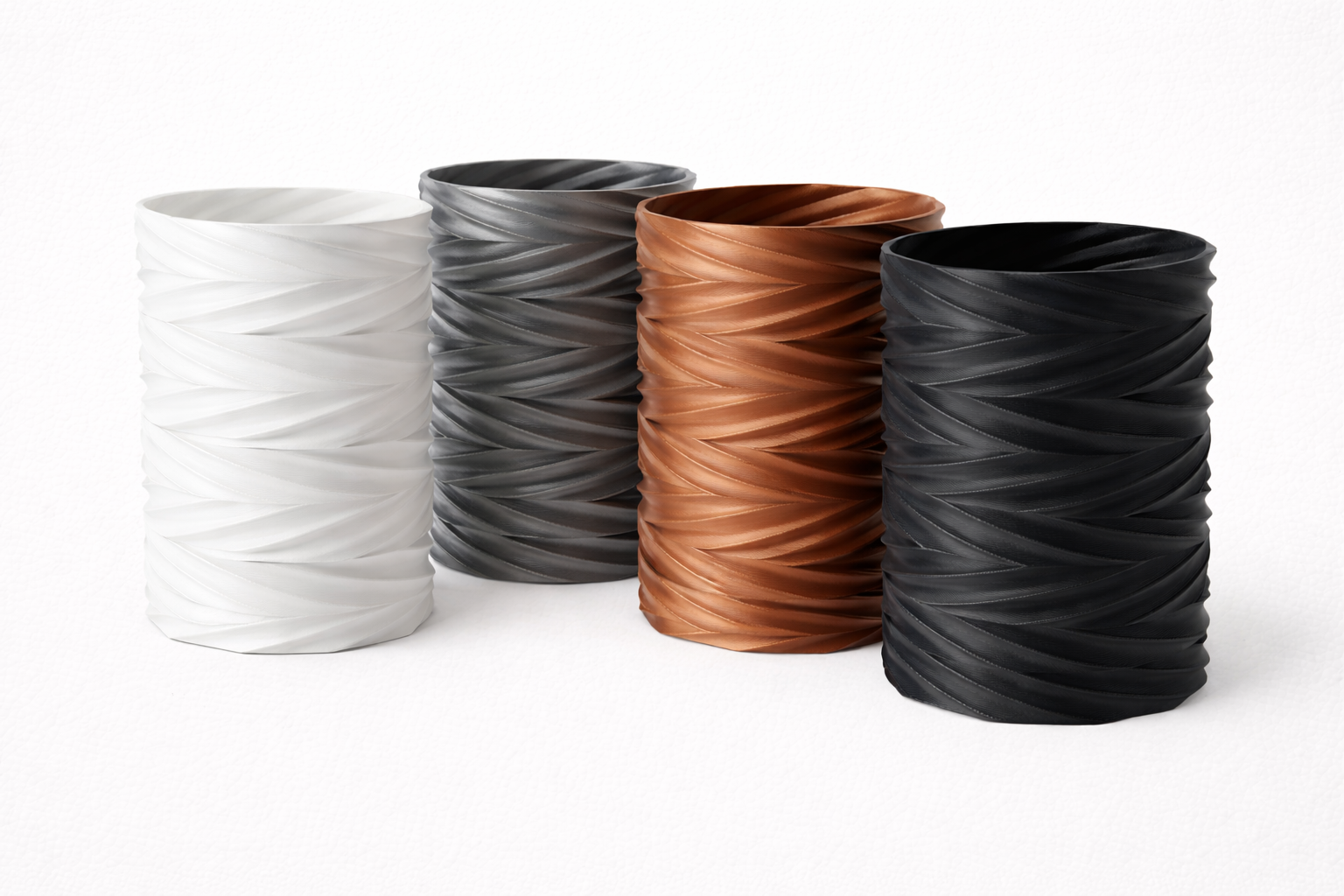 Spiral Textured Desk Organiser Pot – 3D Printed Storage Holder