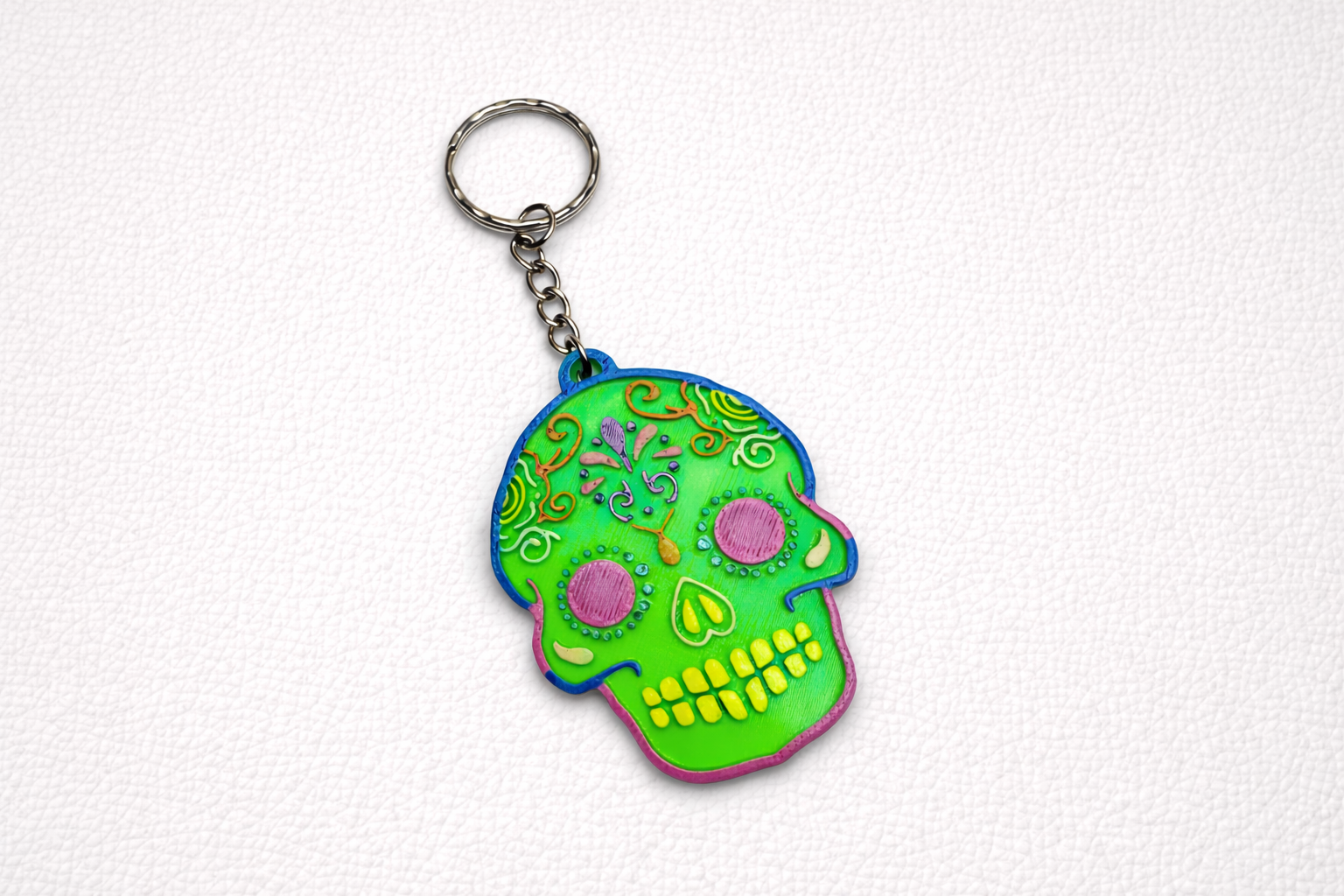Sugar Skull Keychain – Custom 3D Printed Handmade Keyring