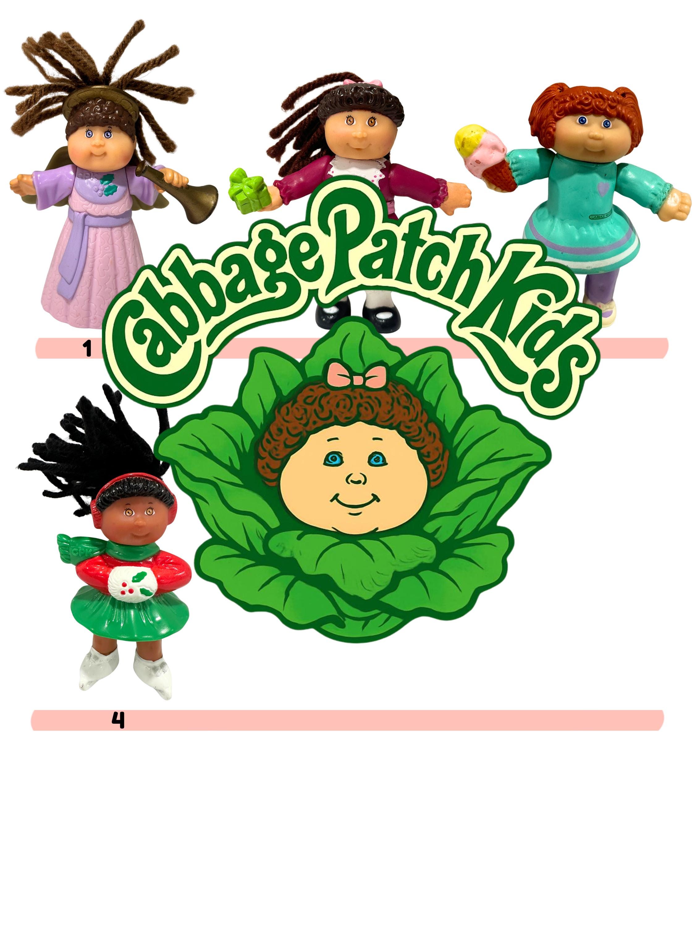 Vintage cabbage patch kids mini figures choose your piece yarn hair cpk dollhouse toy angel girl trumpet holiday girl with gift