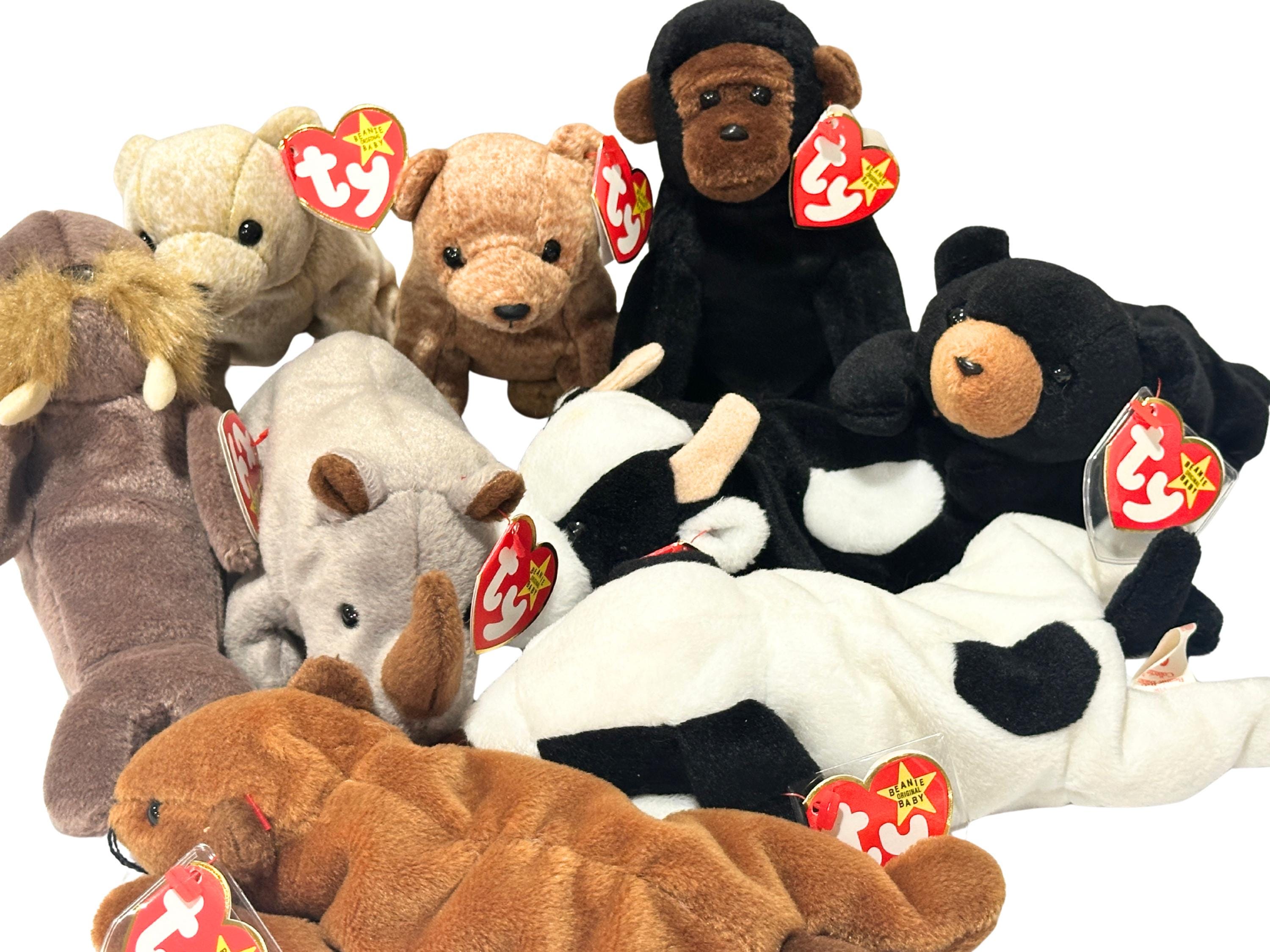 Vintage 90s ty beanie babies with tags | choose your favorite plush animal | spot daisy blackie congo spike bucky | 1990s nostalgia toy