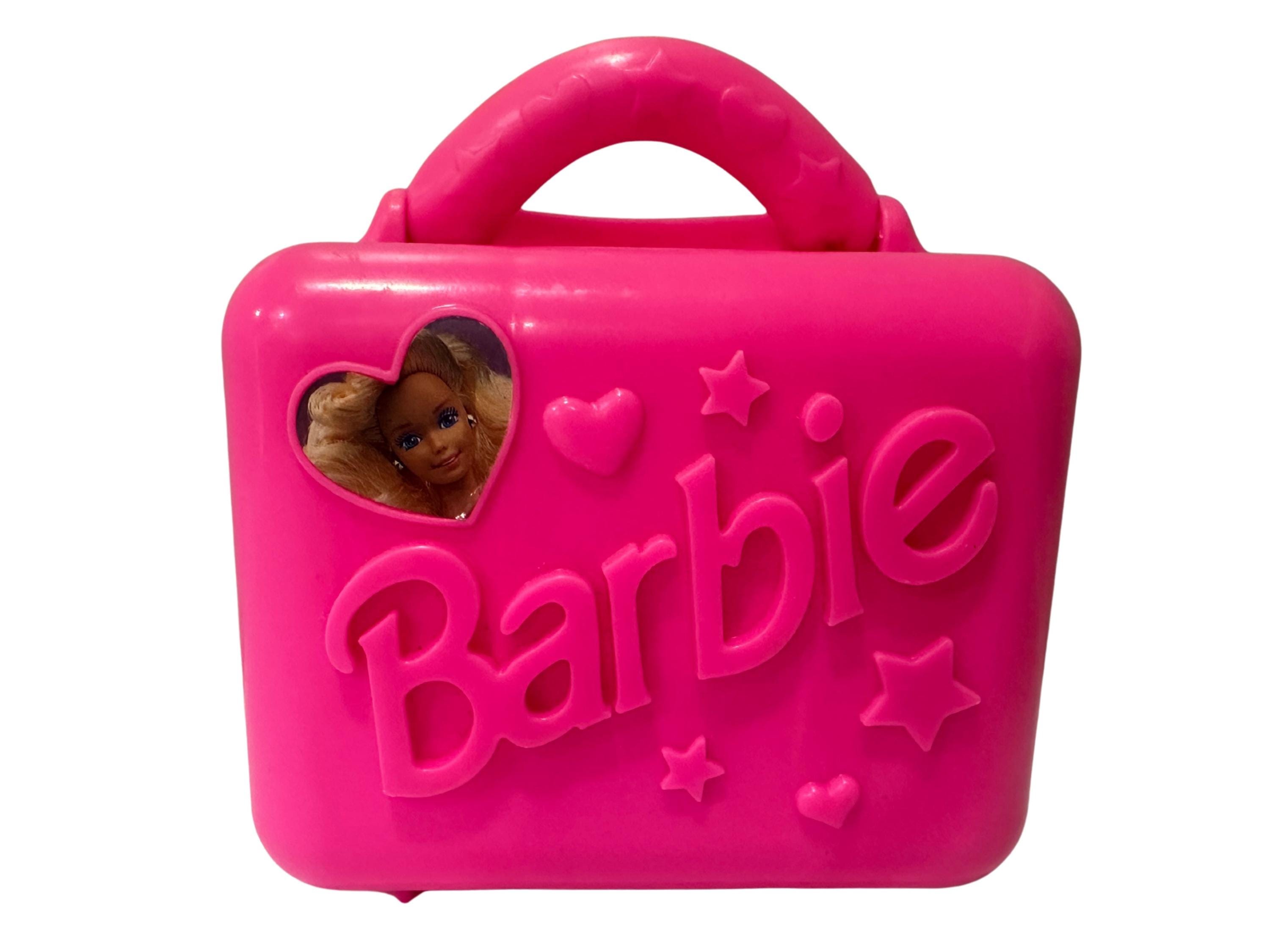 Vintage 1994 barbie pink carry case | mattel tara toy doll storage purse | 90s barbie travel case with shelves | retro barbie accessory
