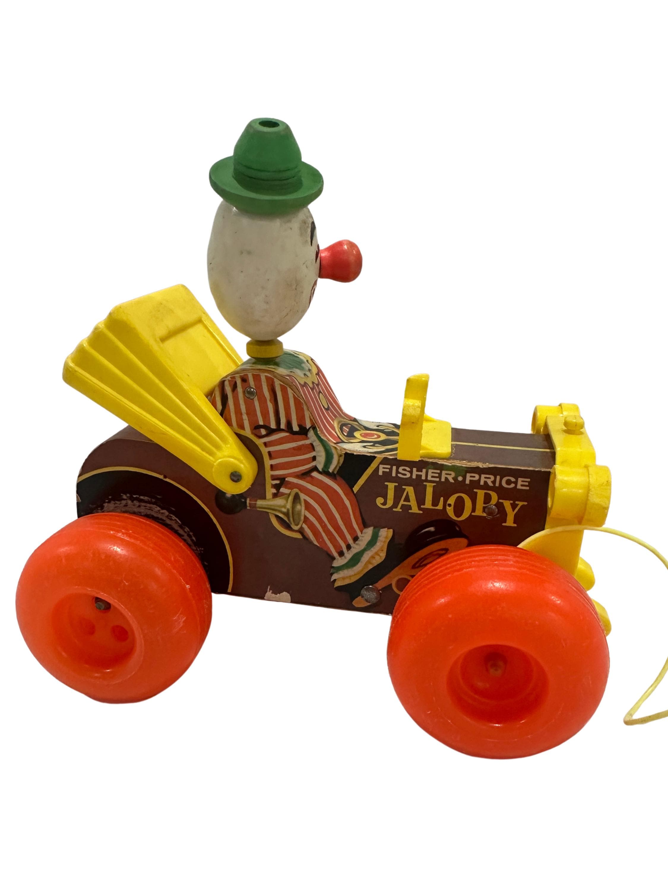Vintage 1960s fisher price jalopy pull toy no. 724 | working clown