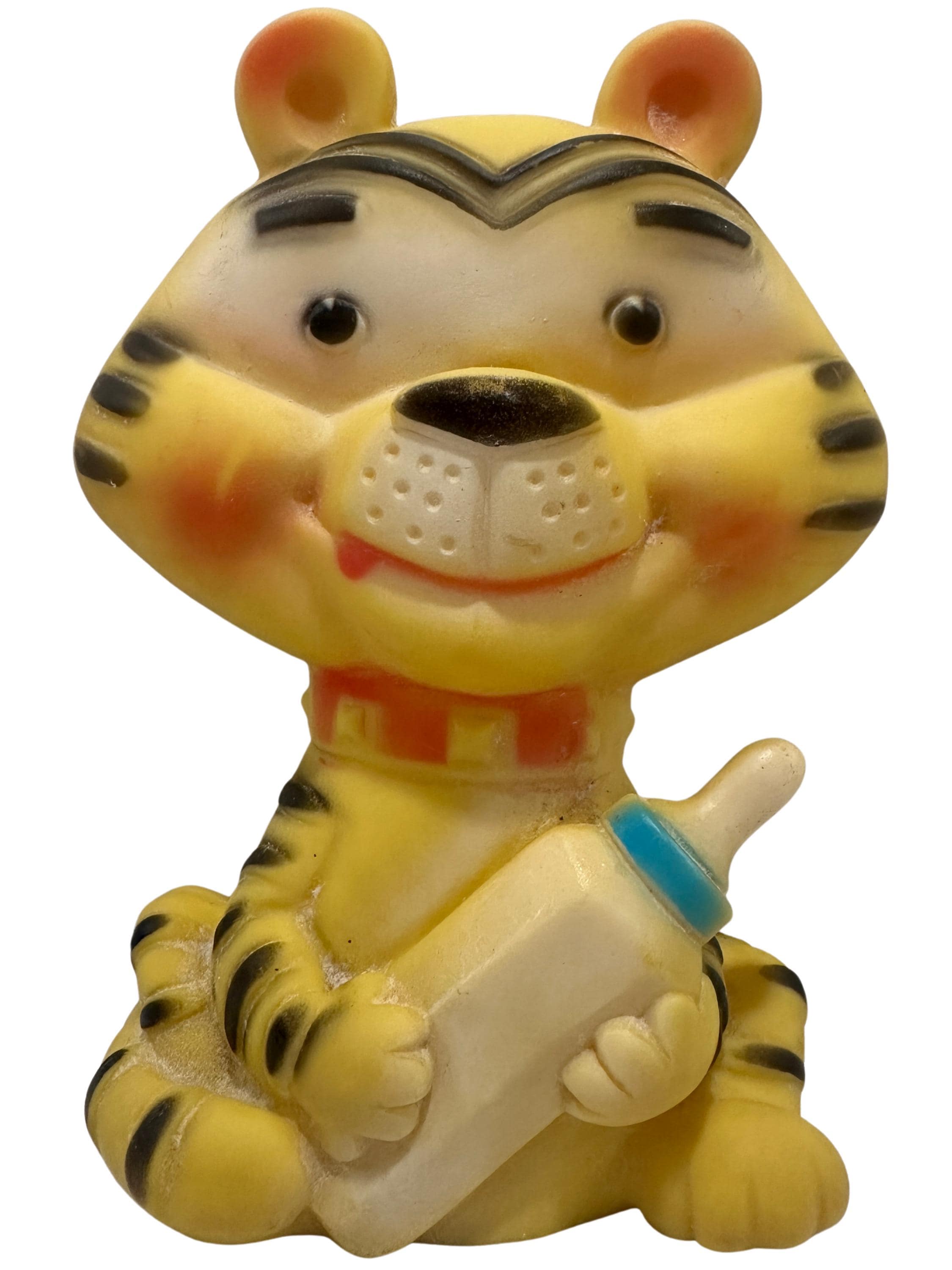 Vintage 1960s clarolyte rubber tiger toy – retro nursery decor