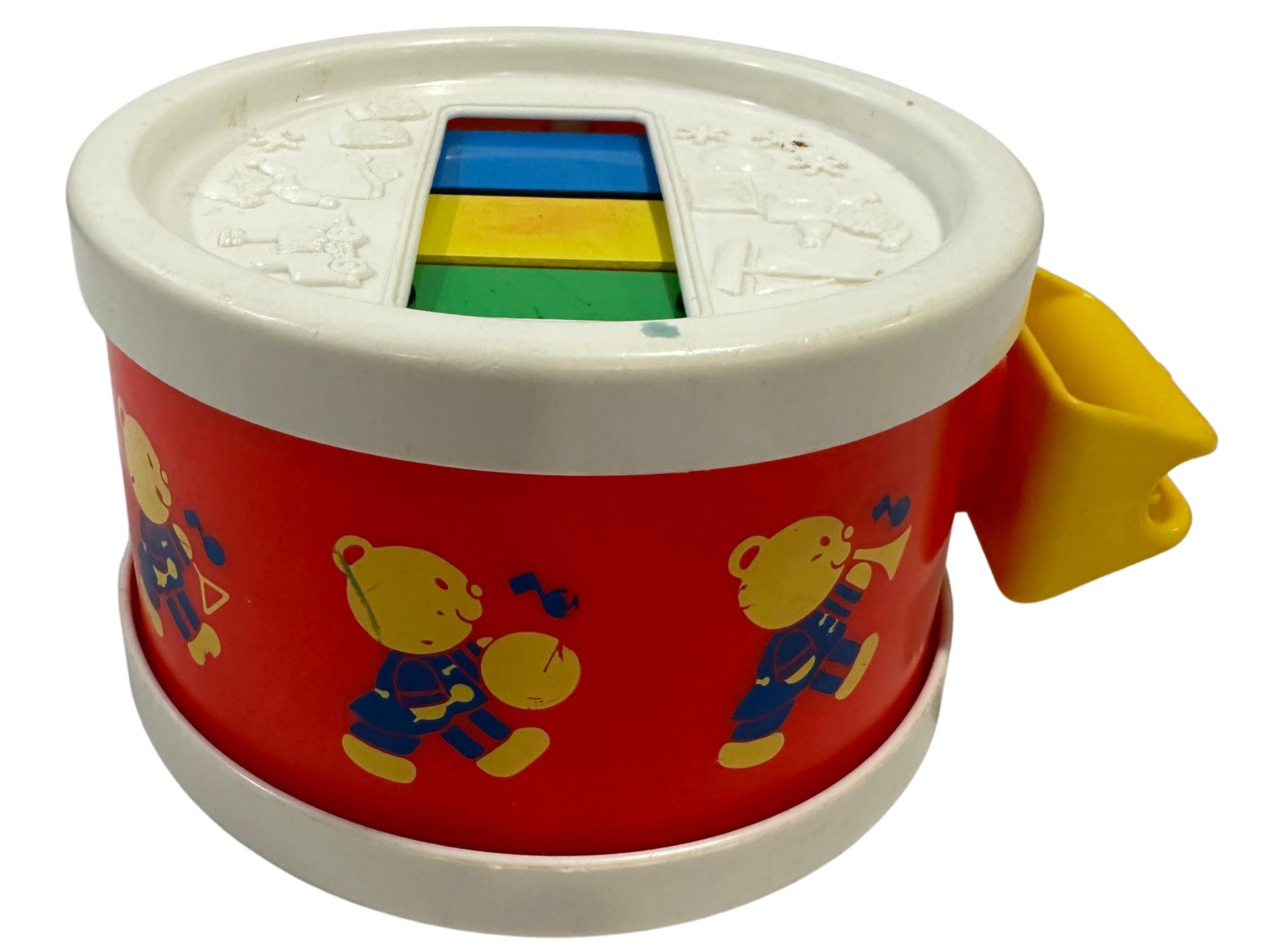 1976 fisher-price musical drum toy #160 – vintage marching bear nursery decor – nonworking display collectible