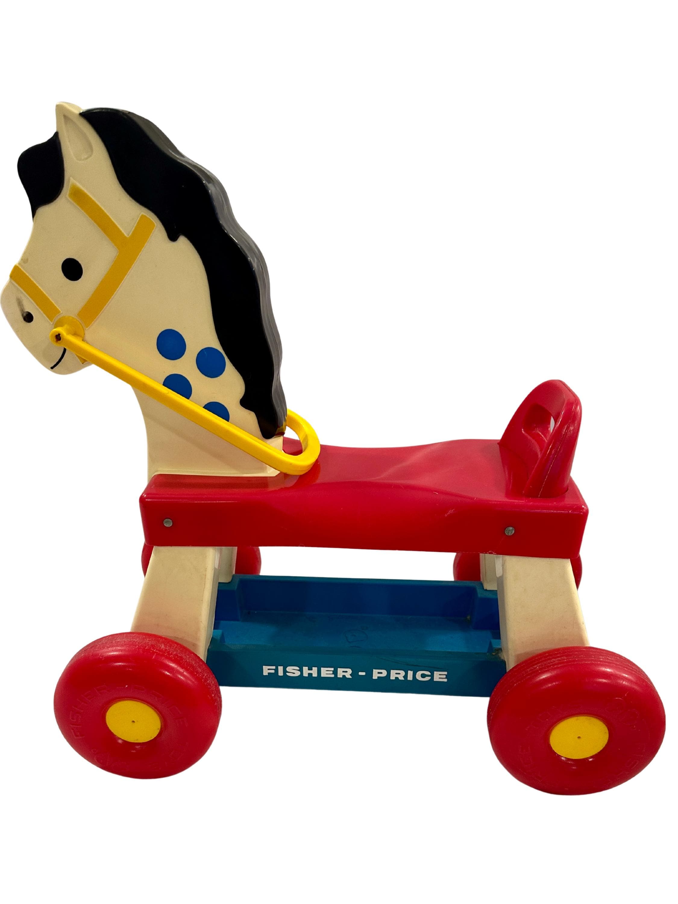 Vintage 1976 fisher-price ride-on horse #978: retro nursery decor