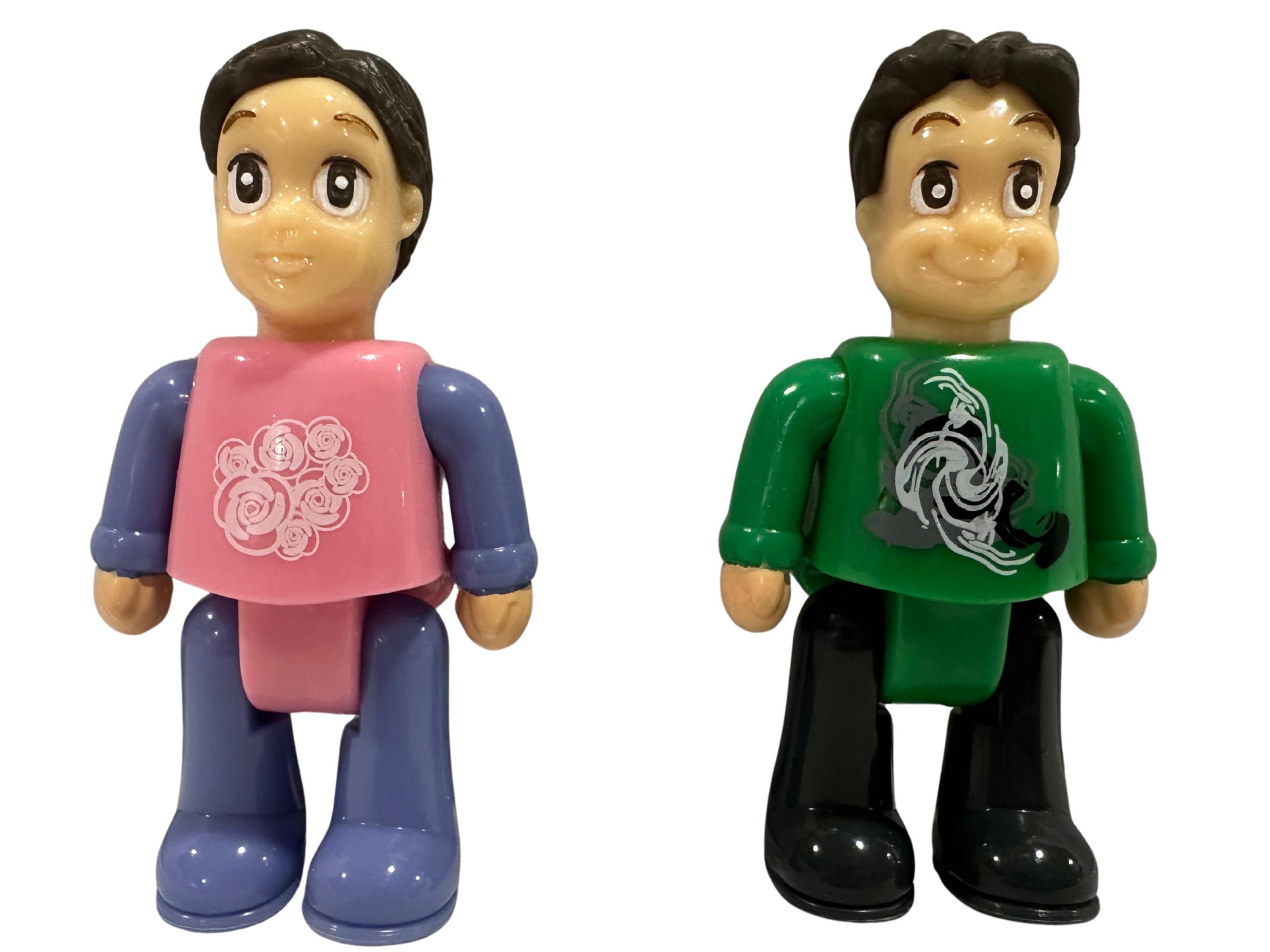 1990s vintage hap-p-kids figures | hasbro preschool toy people | dollhouse style figures | replacement kids lot of 2