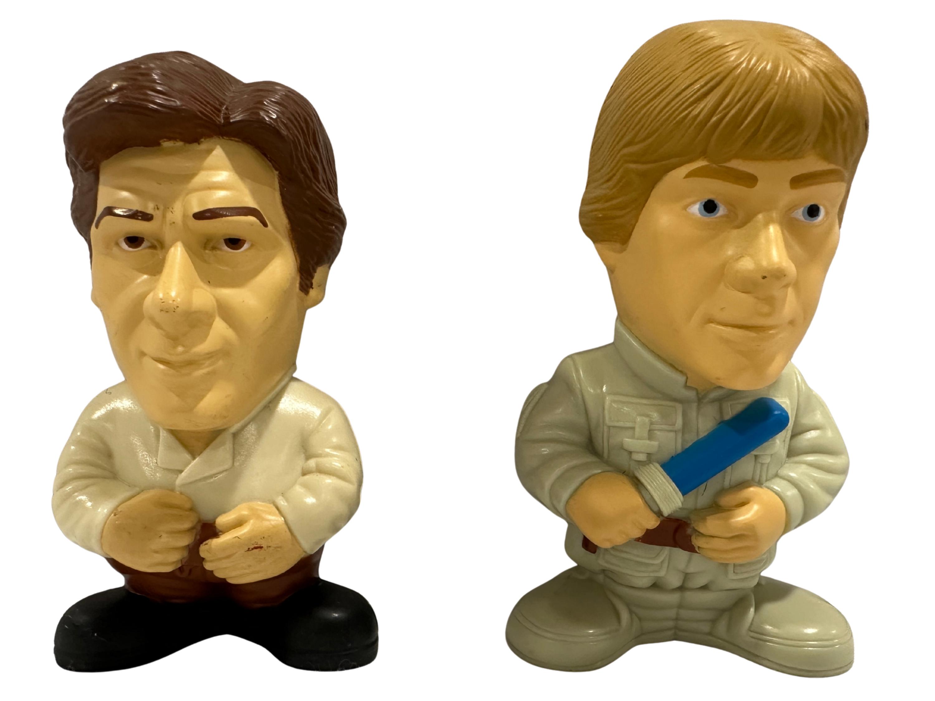 Star wars burger king toys 2005 han solo and luke skywalker super deformed figures