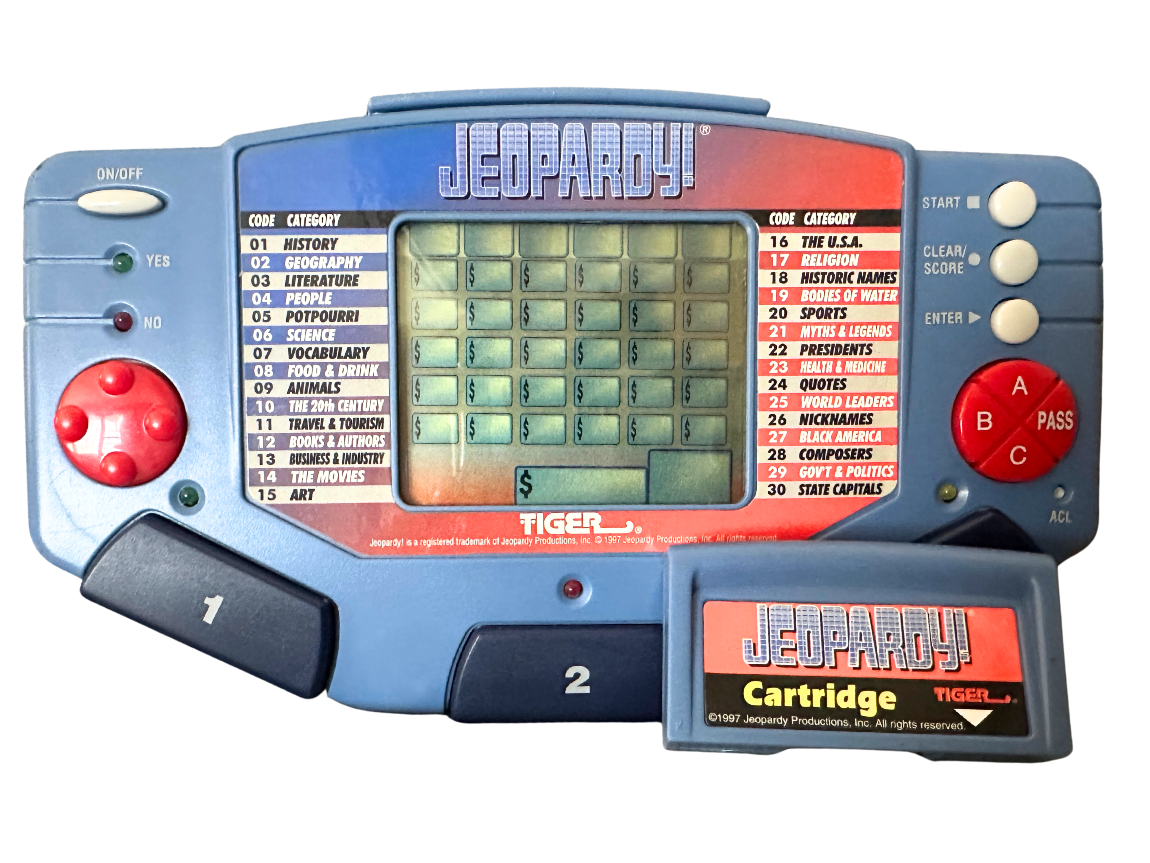 Vintage 1997 Tiger Jeopardy Electronic Handheld Game Tested Working w Cartridge