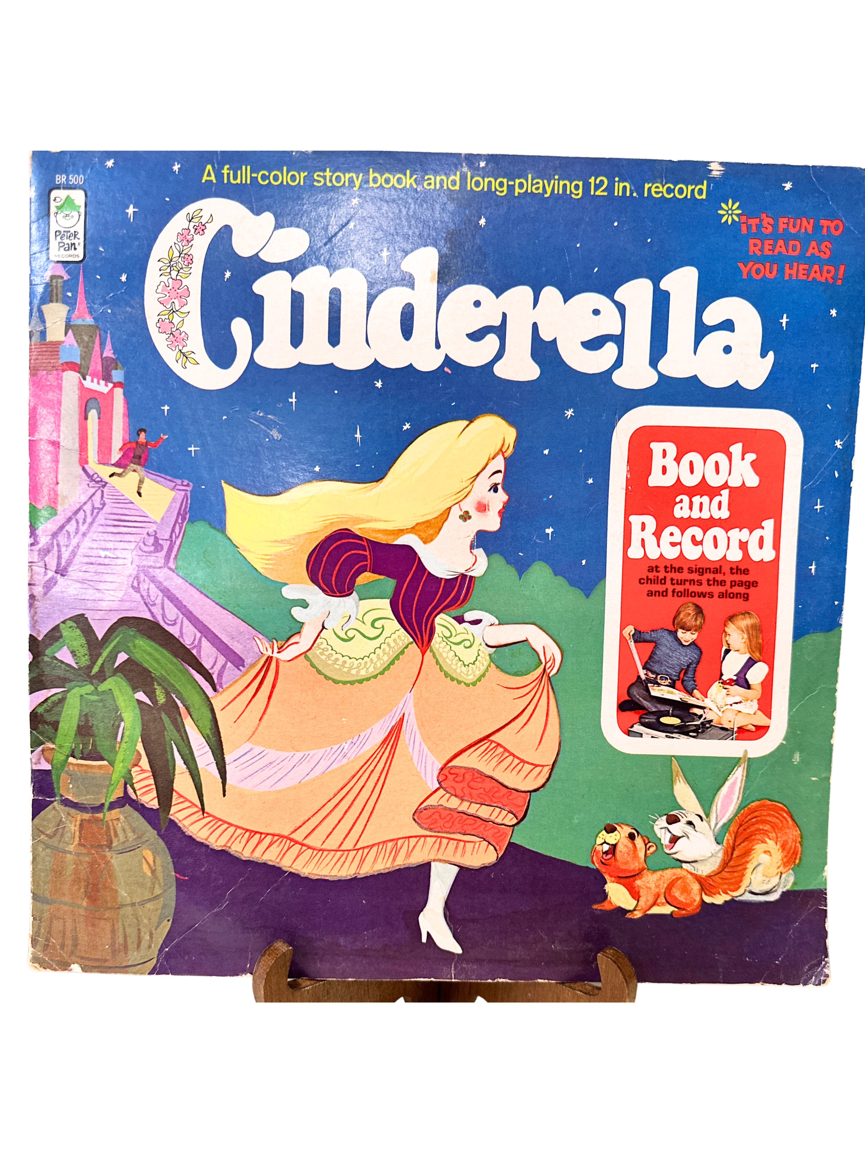 Vintage Cinderella Book & Record Set 1970s 12” Vinyl + Storybook Read Along Book