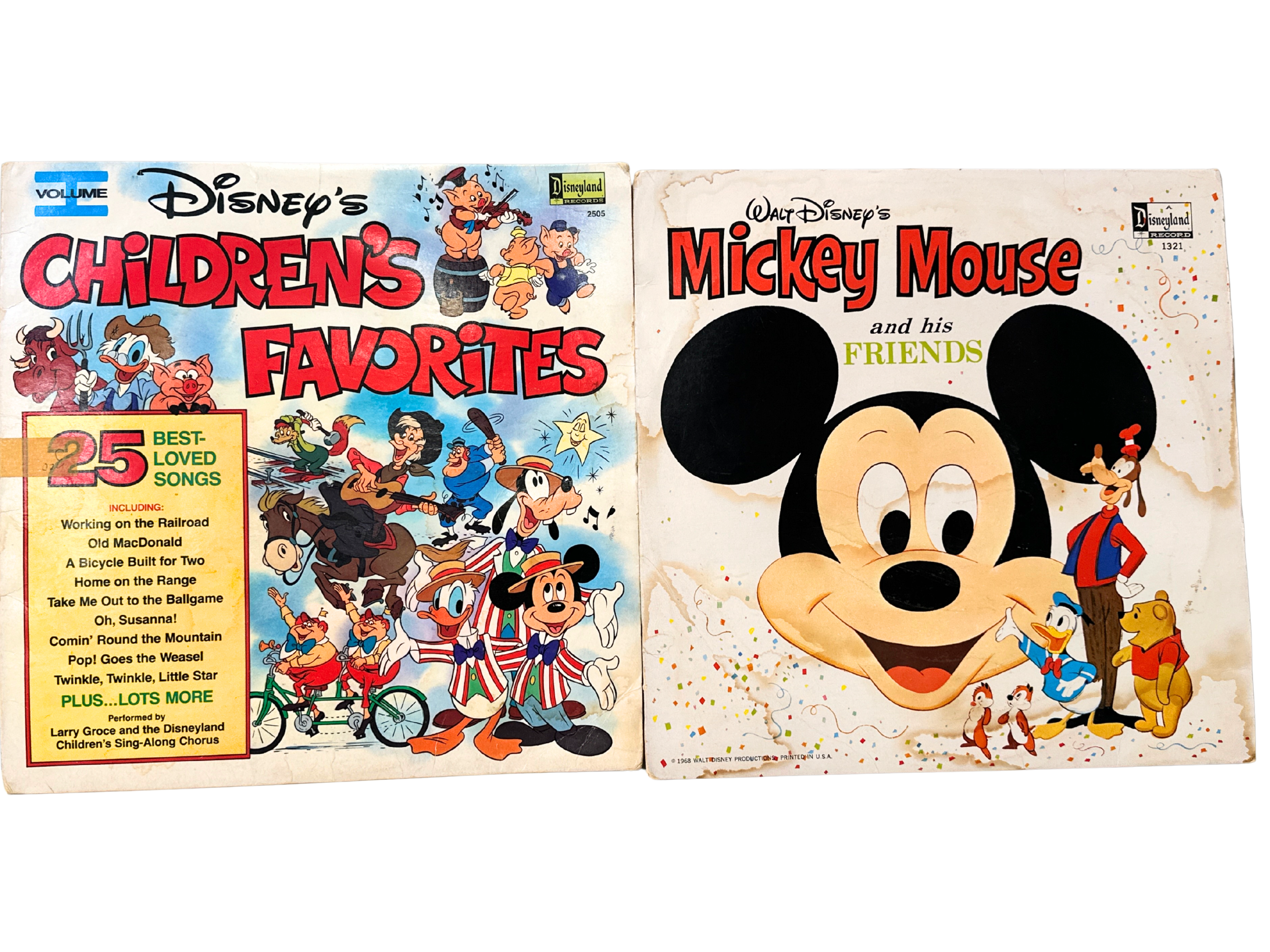 Vintage Disney Vinyl Record Lot Mickey Mouse and Children’s Favorites Disneyland Records 1960s 1970s Kids Records Retro Disney Music LP Set