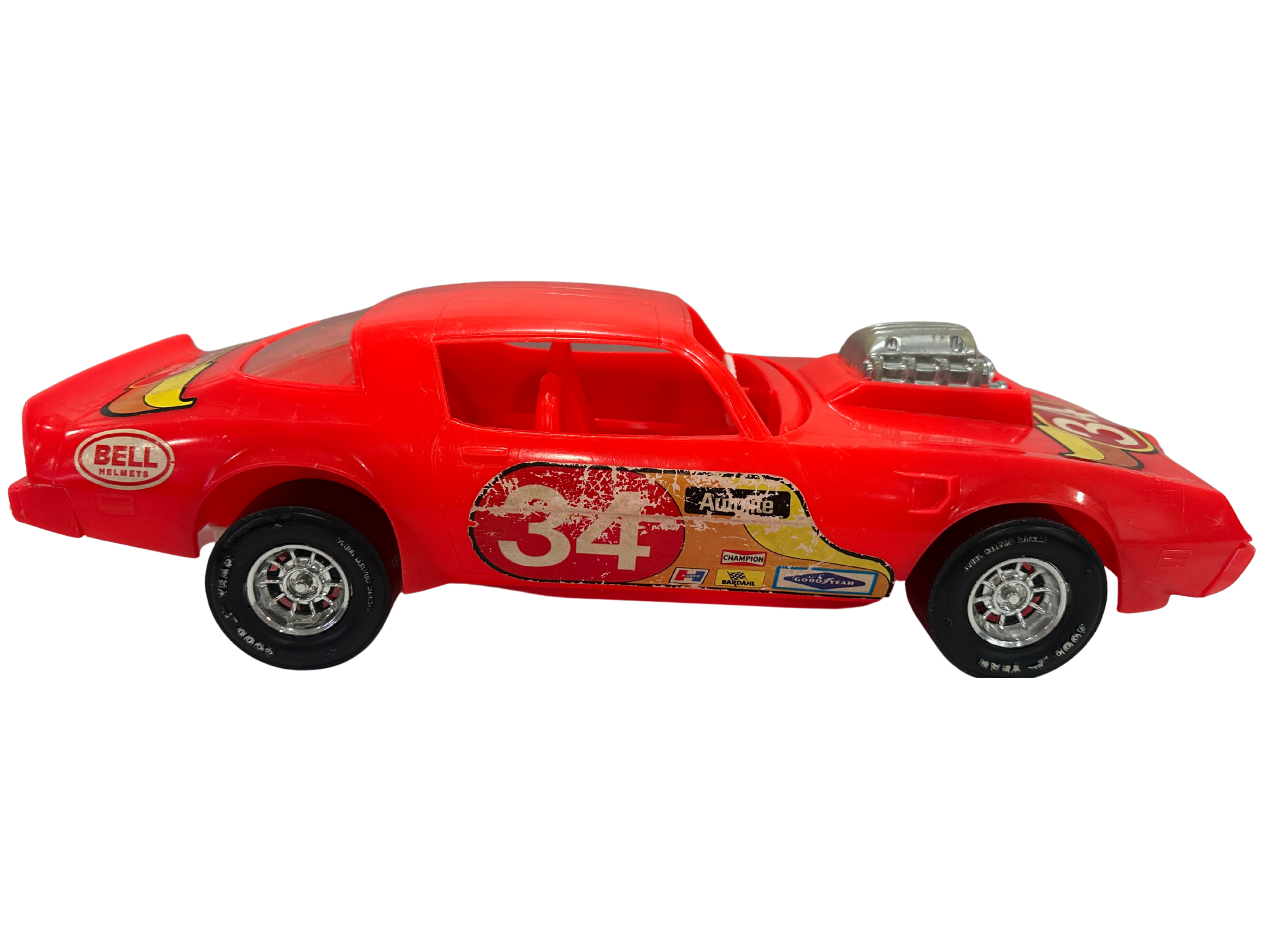 Vintage processed plastics trans am floor car | classic red plastic ride-on toy | large vintage toy car | playroom or display decor