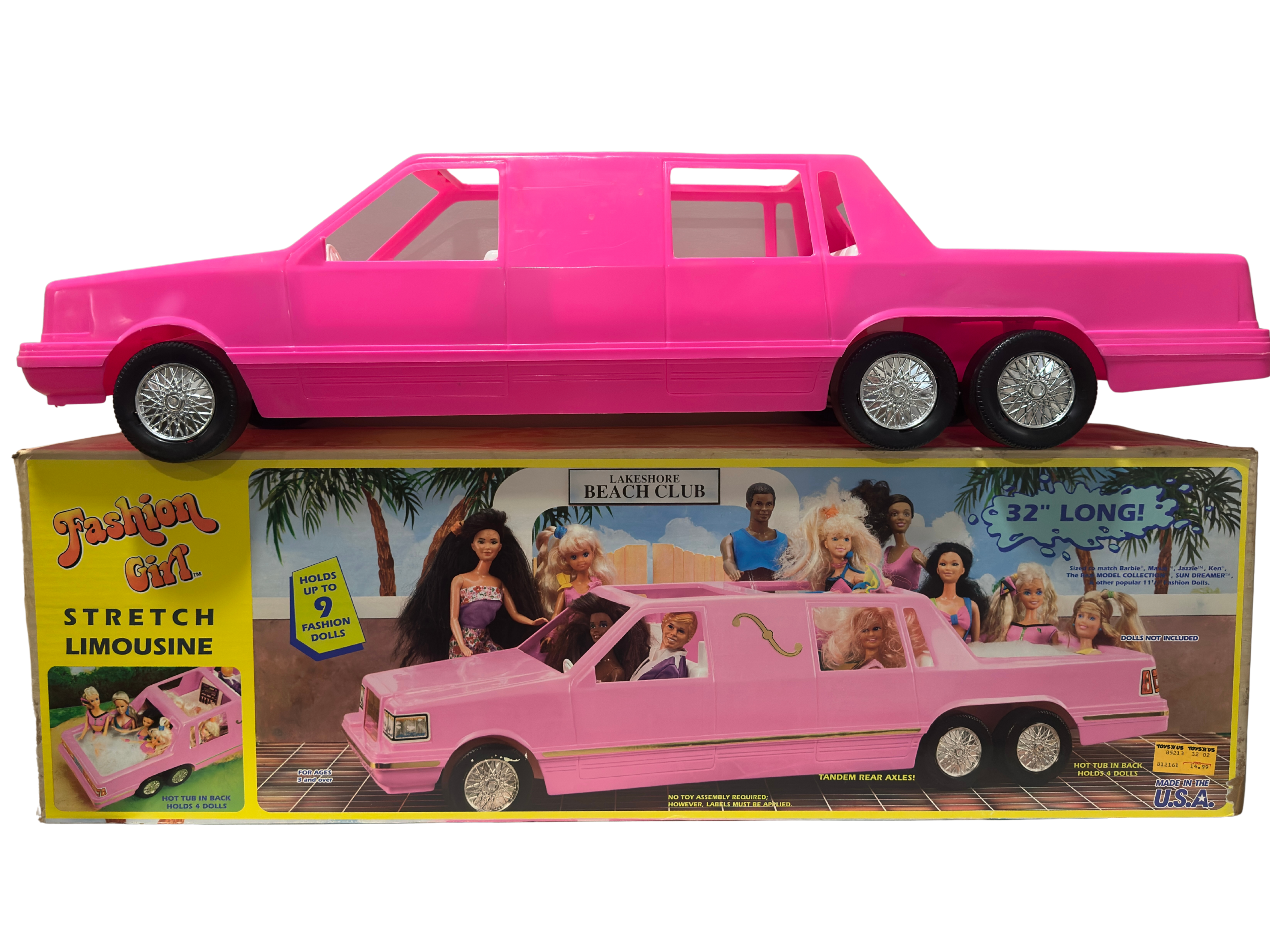 Vintage 90s Fashion Girl Stretch Limousine Pink Limo Hot Tub Car 32” Dolls Barbie Size w/ Box