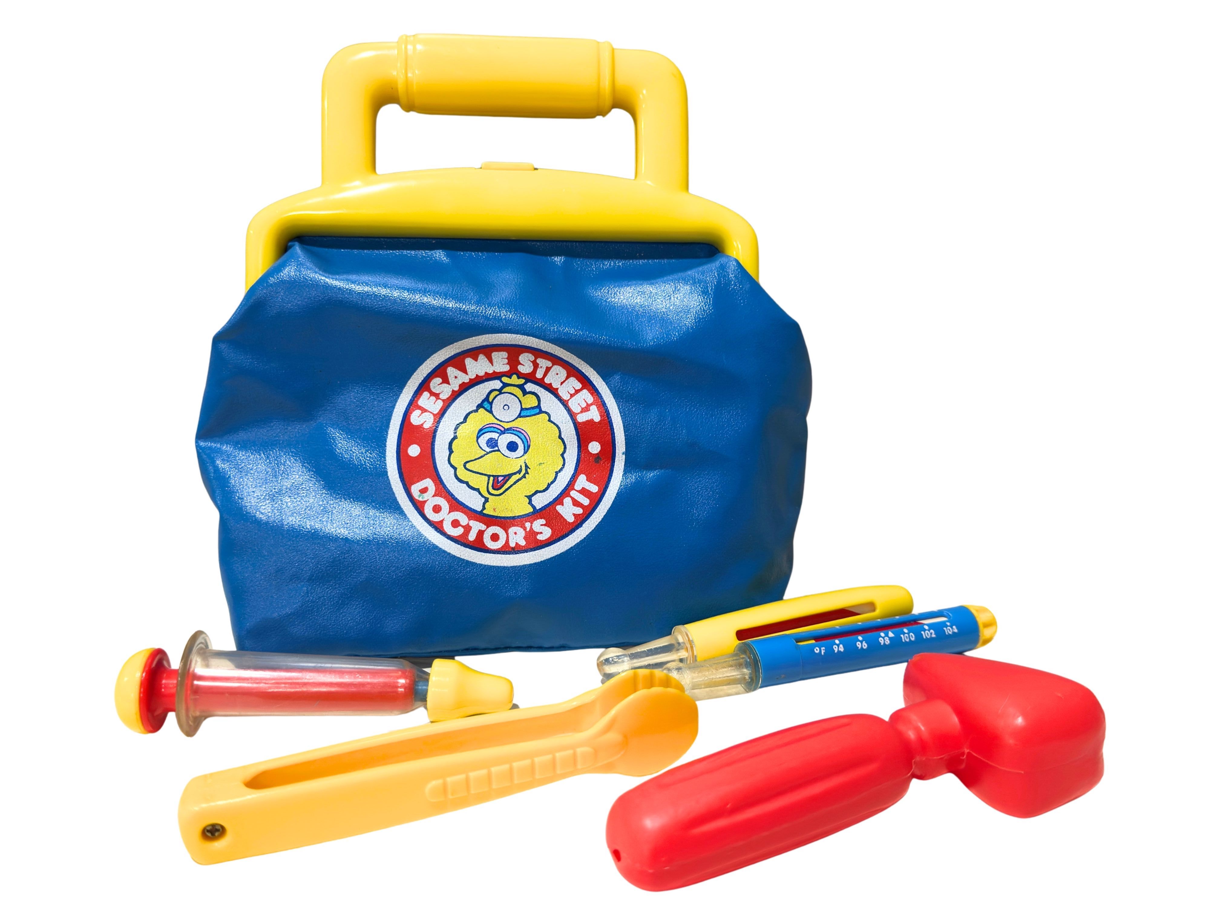 Vintage Sesame Street Doctor Kit Toy Set | Big Bird Pretend Play Medical Bag