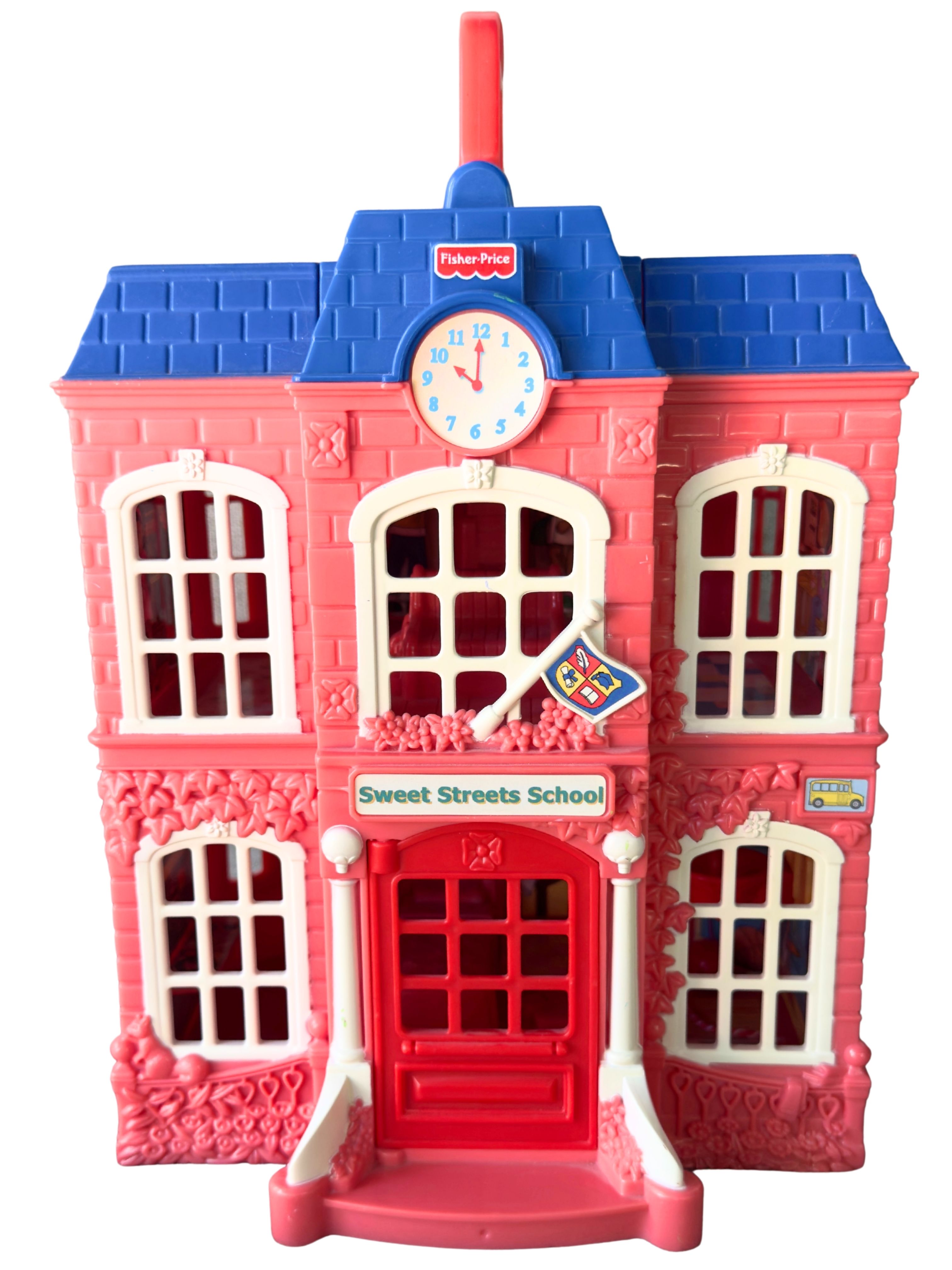 Vintage Fisher Price Sweet Streets School Playset 2002 | Folding Carry Case Dollhouse School | Mattel Miniature Playset