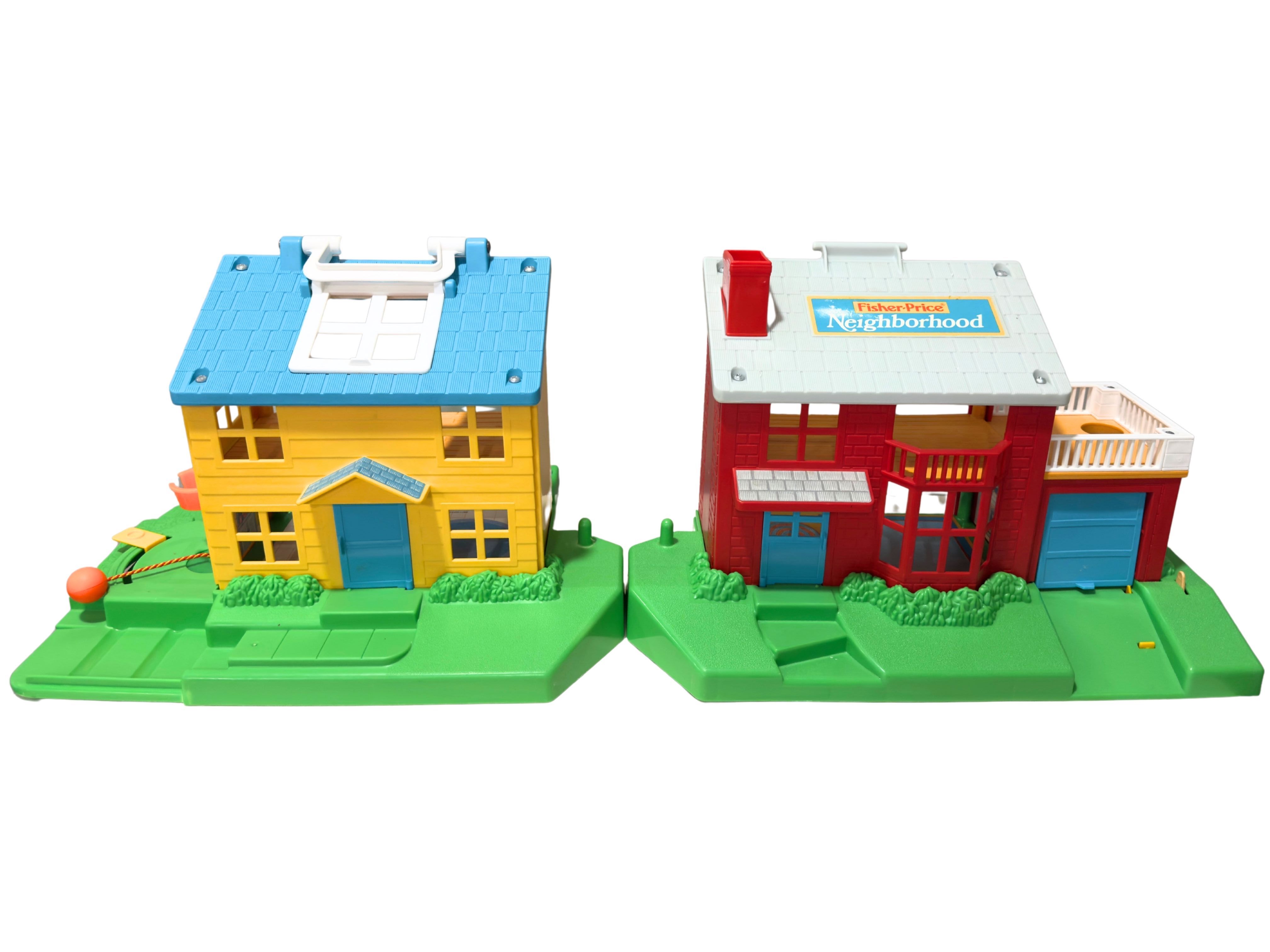 Vintage Fisher Price Neighborhood Carry Along Playset | Portable Dollhouse Town Set | Missing Treehouse Connector | 1980s Fisher-Price