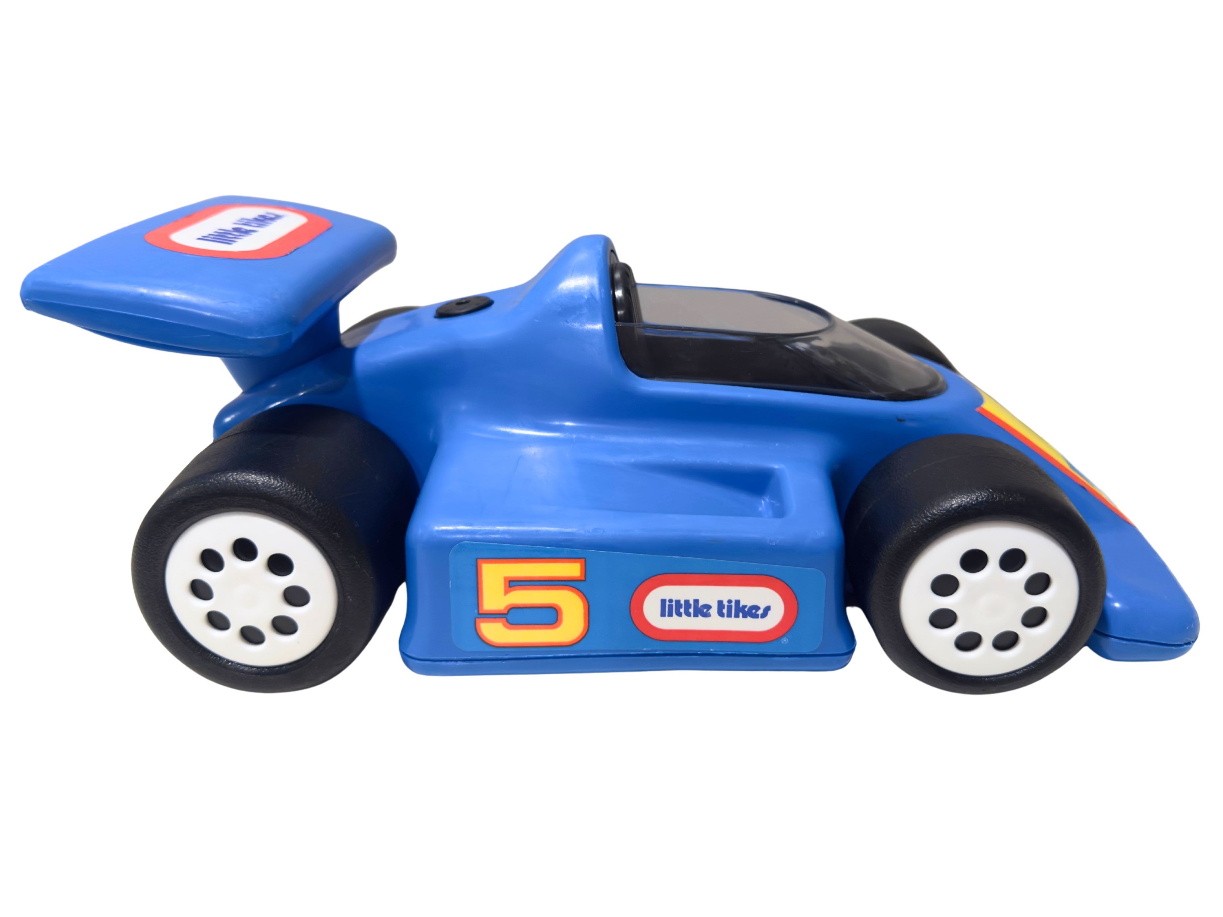 Vintage Little Tikes Blue Formula Race Car #5 Toy Vehicle Made in USA Preschool Race Car