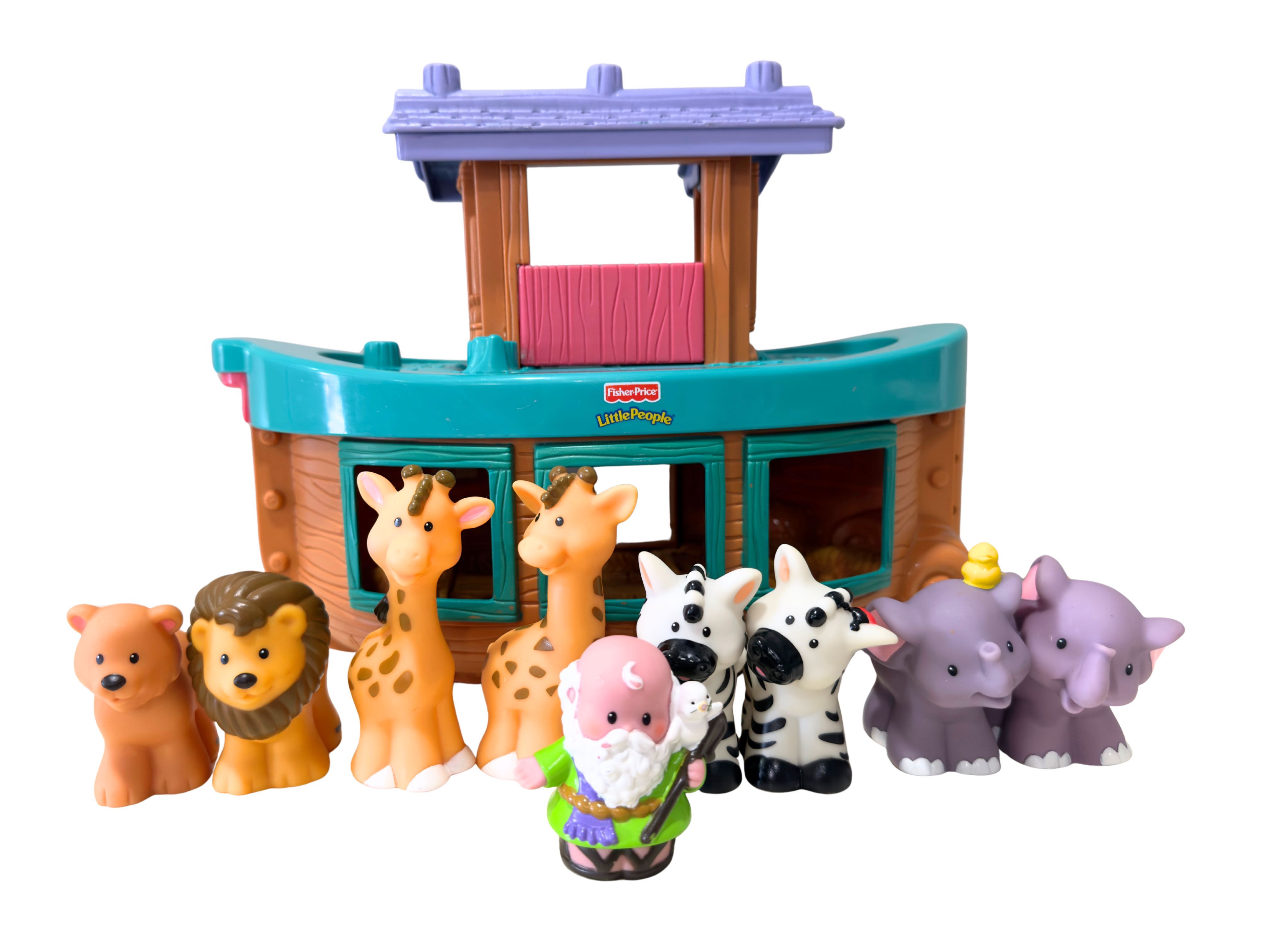 Vintage 2002 Fisher Price Little People Noah's Ark Playset | Noah & Animal Figures Included | Biblical Preschool Toy | Little People Ark