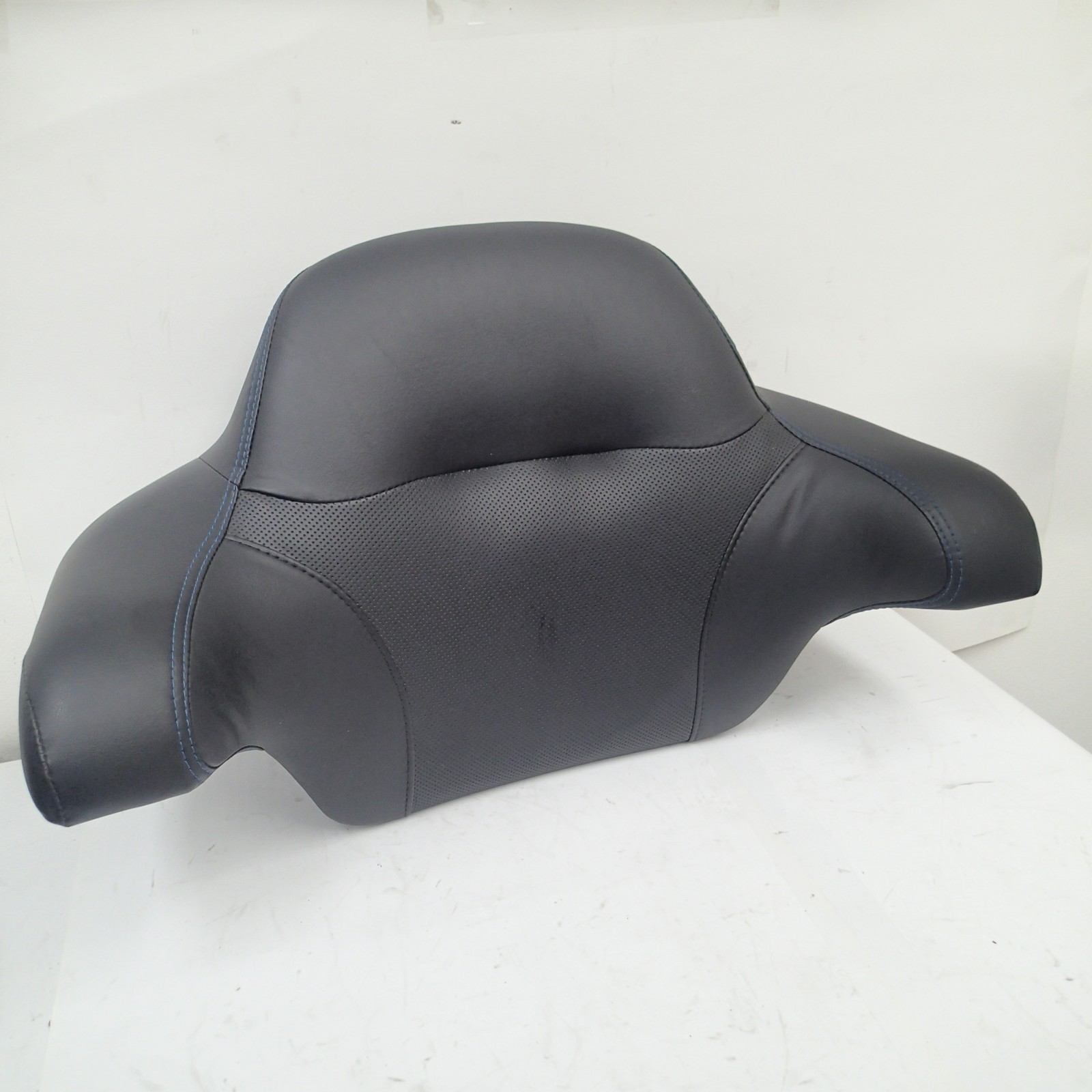 USD Genuine Harley 2014up 115th Anniv Tour Pak Blue Stitch Backrest Pad 52300497